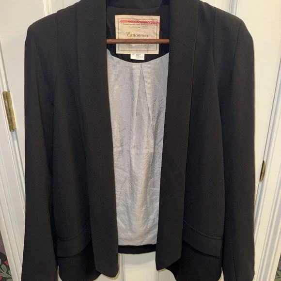 Anthropologie Cartonnier Open Front Drapey Blazer Chic Career Jacket Sz XS - Picture 2 of 7